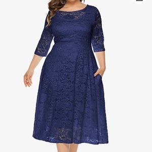 Midi Lace Dress - BLACK